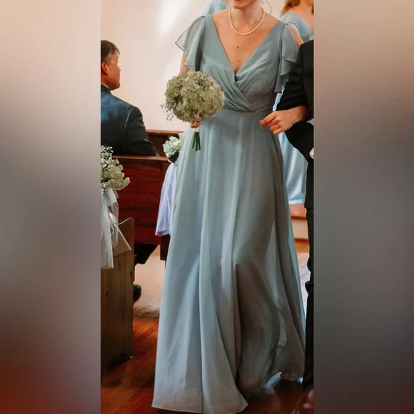 David's Bridal | Dresses | Blue Davids Bridal Bridesmaid Dress Size 6 |  Poshmark